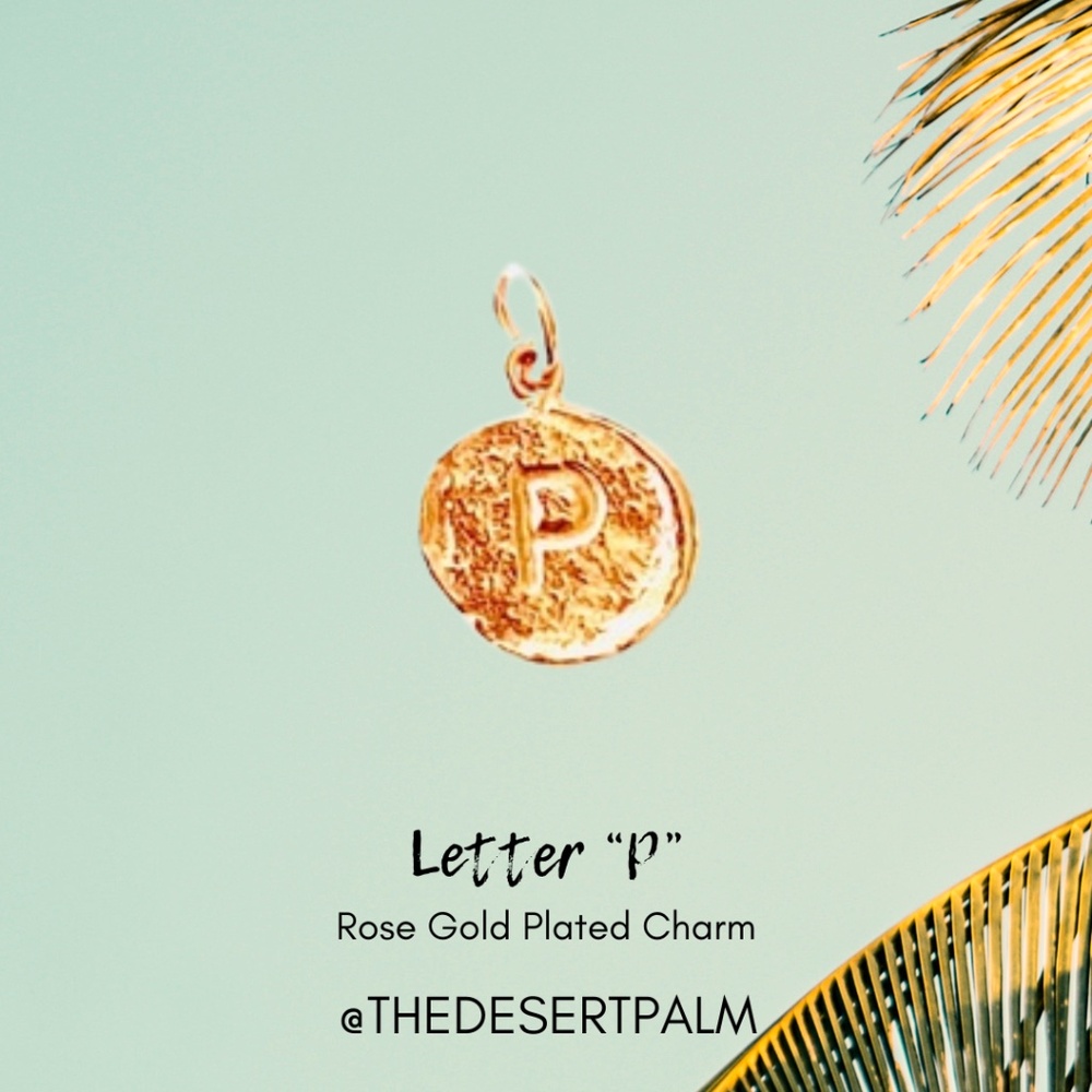 Rose Gold Plated Letter “P” Charm | Initial Pendant